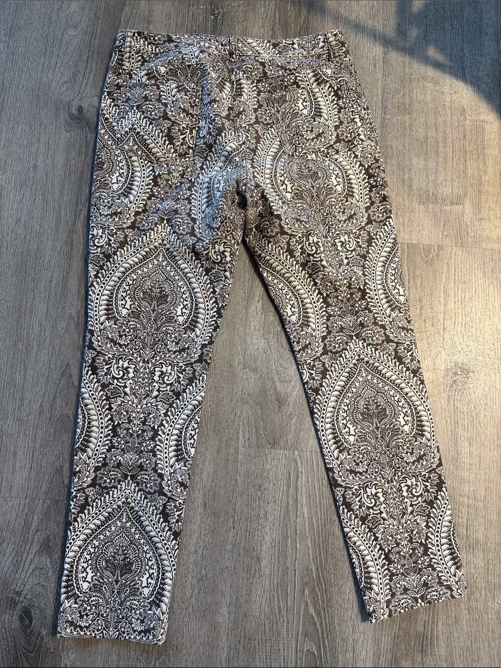 J. McLaughlin Lexi Brown/Off-White Mega Ravi Paisley Boho Print Pant Jeans Sz 12 - Picture 12 of 17